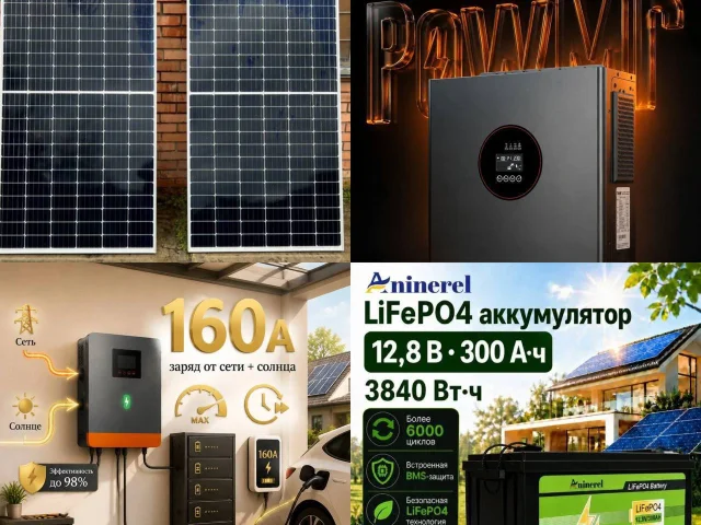 Фото: Мелитополь. Продам АКБ -от 50 т . 12в -300а -3.8 кв : 24в -100а : 48в - 100а-314а Солнечные панели 310w-11500руб : 325 -