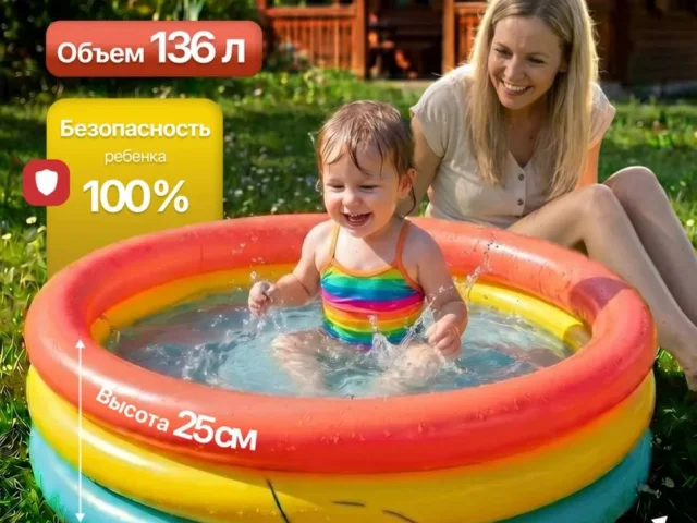 Фото: Бассейн детский надувной. В отличном состоянии. Использовали 1 раз