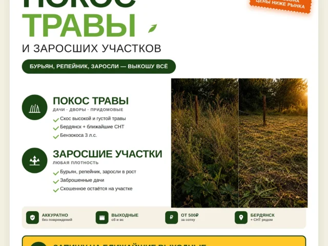 Фото: Покос травы и заросших участков — Бердянск и пригород