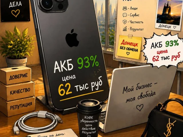 Фото: Айфон 16 Pro Max (256)акб 93% Цена 62 тыс. Донецк. Без обмена ,