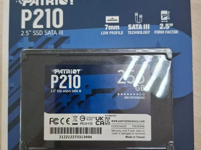 Фото: Продам Patriot Memory 256 ГБ Внутренний SSD-диск P210 2.5" SATA3, 2.5", SATA III 6 Гбит/с (P210S256G25) 3500 руб.шт. нов