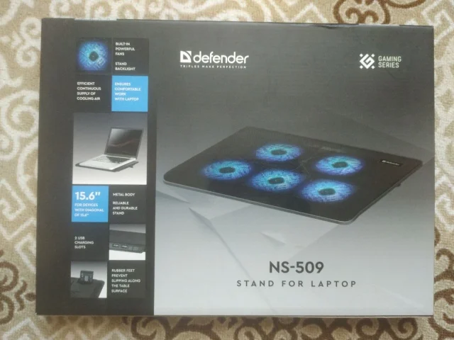 Фото: Продам подставку для ноутбука Defender NS-509. Новая в упаковке, в использовании не была. 5 вентиляторов 80 мм с подсвет