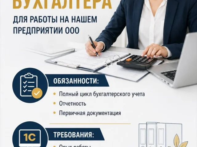 Фото: Ищем опытного и ответственного бухгалтера для работы на нашем предприятии ООО