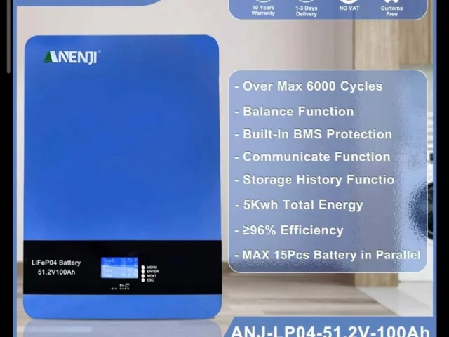 Фото: ANENJI 51.2V 100Ah LiFePO4 (5.12 kWh) — стойковый литий-железо-фосфатный аккумуляторный модуль стандартного формата 19″ 