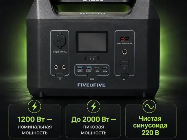 Фото: Портативная электростанция FIVEoFIVE S1200 для резервного питания дома, дачи, кемпинга, поездок и выездной работы. Номин