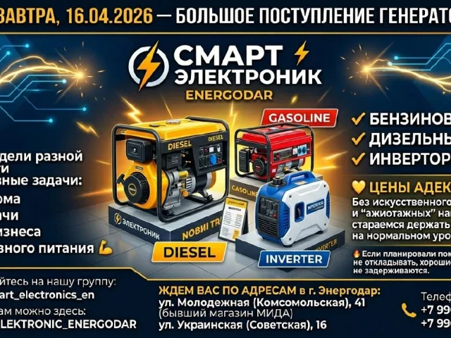 Фото: ⚡️ Уже завтра, — большое поступление генераторов в «Смарт Электроник»!