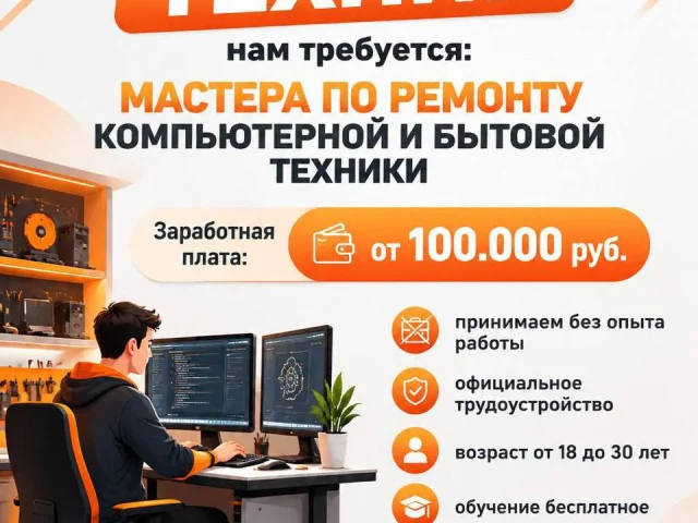 Фото: ✅Ищем бытового и компьютерного мастера для работы в сфере ремонта и обслуживания бытовой/компьютерной техники и мелкого