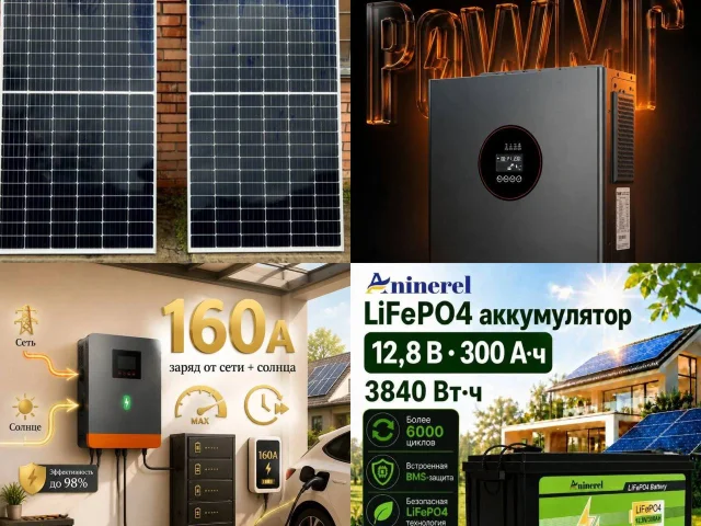 Фото: Мелитополь. Продам АКБ -55т. Солнечные панели 310w-11т б.у работали пол года Крепления 150р ,профиль.4.20м -2500₽ Провод