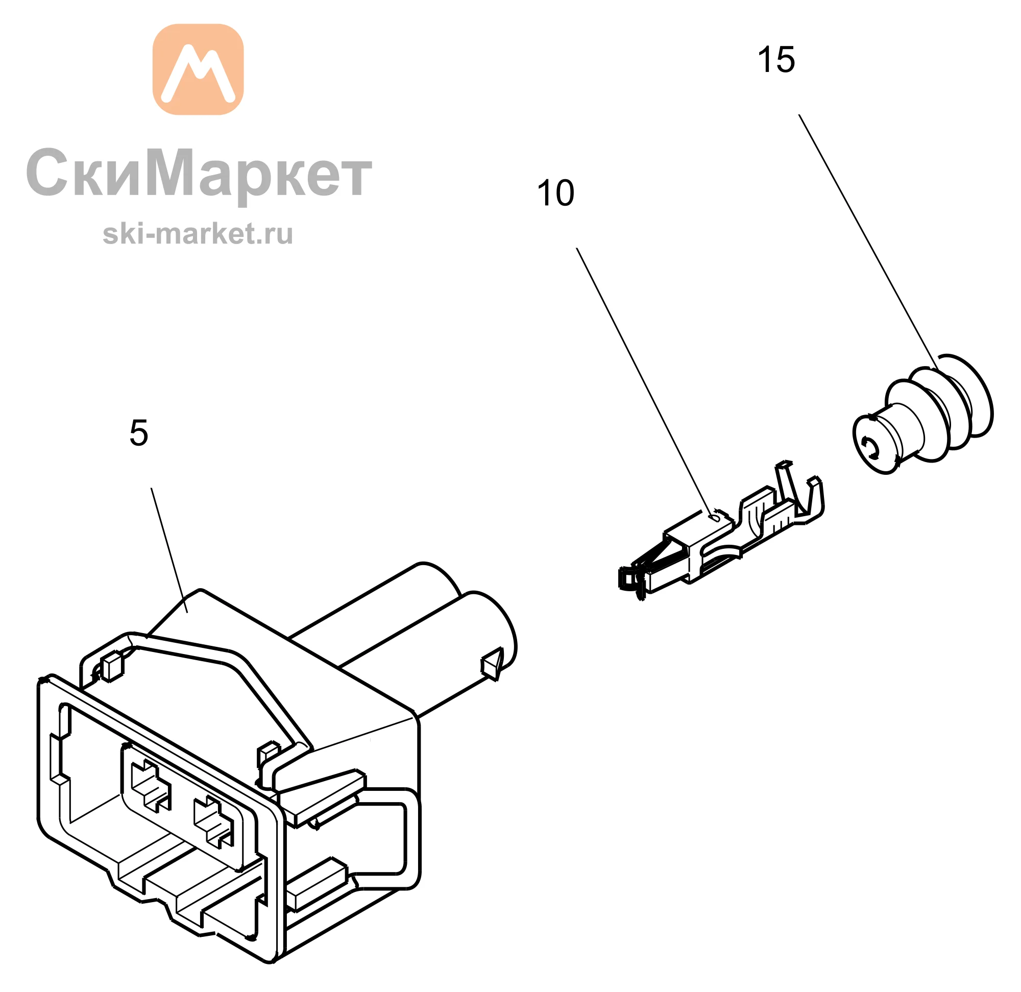 Корпус разъёма 2-контактный