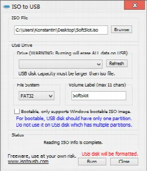 Скриншот №1 к программе ISO to USB