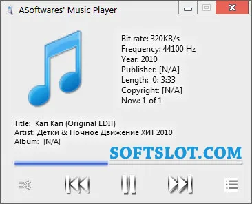 Скриншот №1 к программе ASoftware's Music Player
