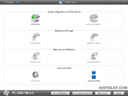 Скриншот №1 к программе PC Disk Clone X Free Edition