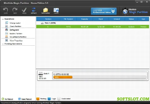 Скриншот №1 к программе MiniAide Magic Partition Home Edition