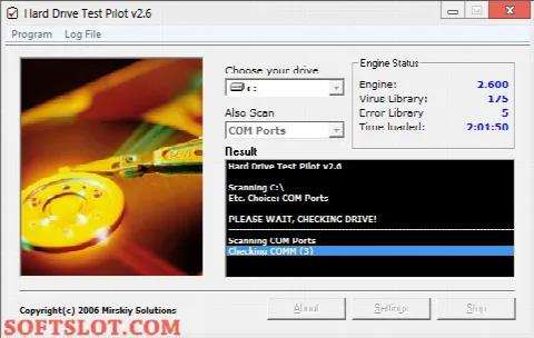 Скриншот №1 к программе Hard Drive Test Pilot