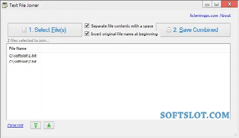Скриншот №1 к программе Text File Joiner