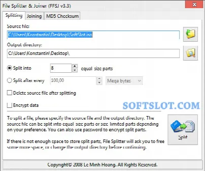 Скриншот №1 к программе File Splitter and Joiner