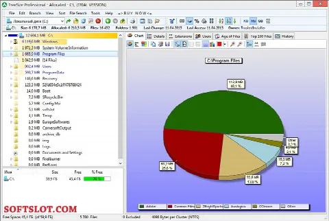 Скриншот №1 к программе TreeSize Professional