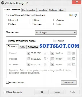 Скриншот №1 к программе Attribute Changer