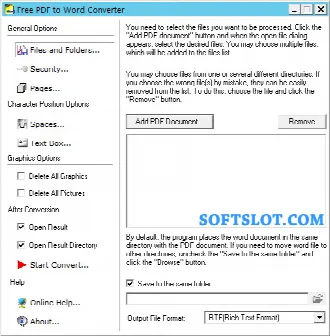 Скриншот №1 к программе Free PDF to Word Converter