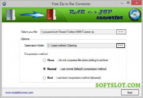 Скриншот №1 к программе Free Zip to Rar Converter