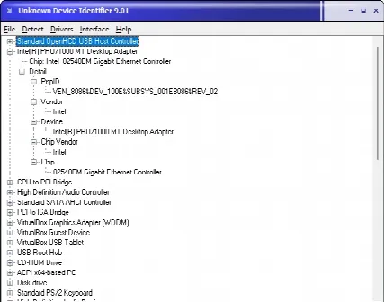 Скриншот №1 к программе Unknown Device Identifier