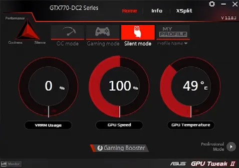 Скриншот №1 к программе ASUS GPU Tweak II