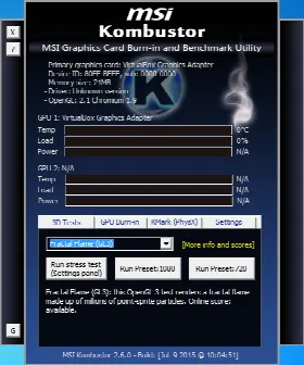 Скриншот №1 к программе MSI Kombustor