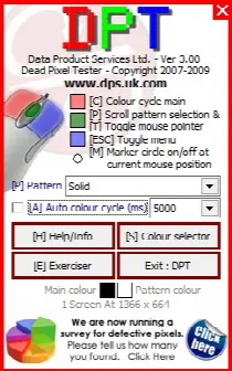 Скриншот №1 к программе Dead Pixel Tester