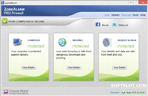 Скриншот №1 к программе ZoneAlarm Pro Firewall