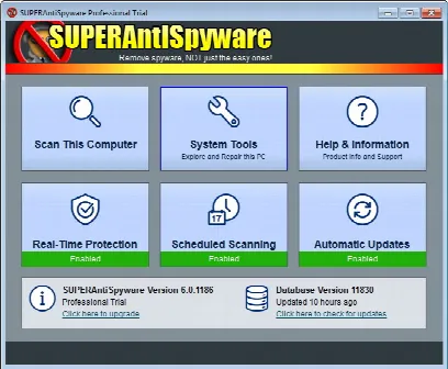 Скриншот №1 к программе SUPERAntiSpyware Professional