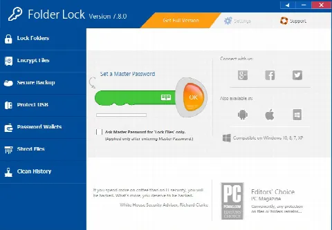 Скриншот №1 к программе Folder Lock