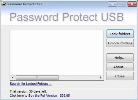 Скриншот №1 к программе Password Protect USB