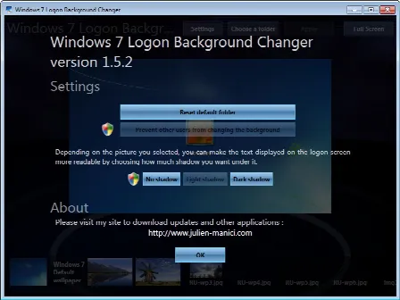 Скриншот №2 к программе Windows 7 Logon Background Changer