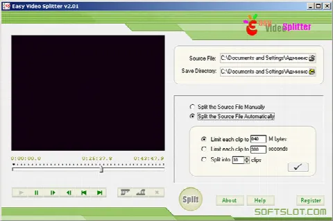 Скриншот №1 к программе Easy Video Splitter
