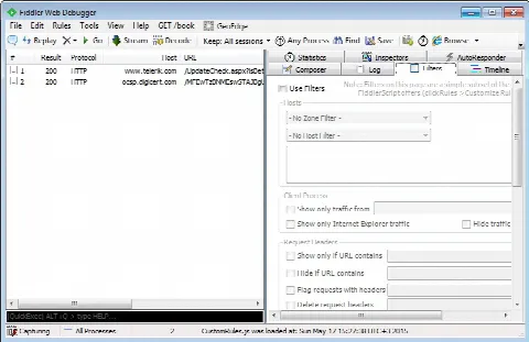 Скриншот №1 к программе Fiddler Web Debugger