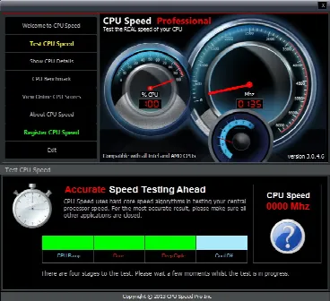Скриншот №1 к программе CPU Speed Professional