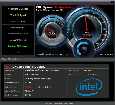 Скриншот №2 к программе CPU Speed Professional