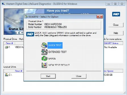 Скриншот №2 к программе Western Digital Data Lifeguard Diagnostics
