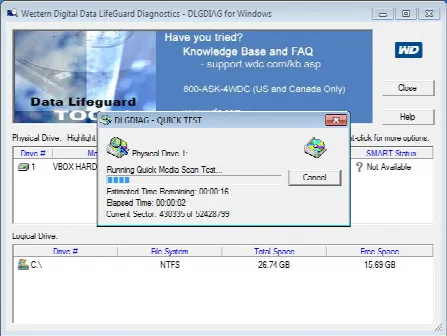 Скриншот №3 к программе Western Digital Data Lifeguard Diagnostics