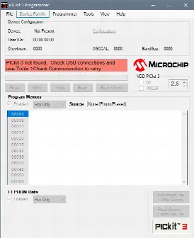 Скриншот №1 к программе PICkit3 Programmer Application