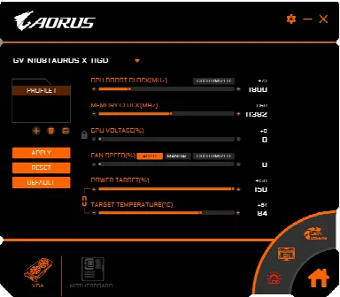 Скриншот №1 к программе AORUS Graphic Engine
