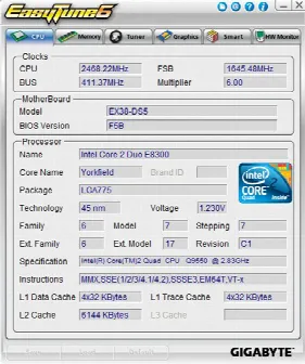 Скриншот №1 к программе Gigabyte EasyTune 6