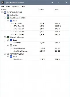 Скриншот №1 к программе Open Hardware Monitor