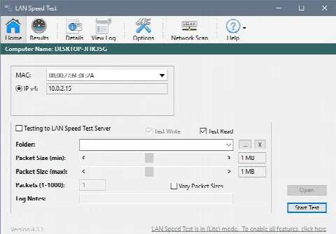 Скриншот №1 к программе LAN Speed Test