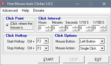 Скриншот №1 к программе Free Mouse Auto Clicker