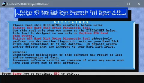 Скриншот №1 к программе Fujitsu Diagnostic