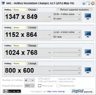 Скриншот №1 к программе HotKey Resolution Changer