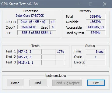 Скриншот №1 к программе CPU Stress Test (CST)
