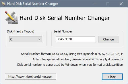Скриншот №1 к программе Hard Disk Serial Number Changer