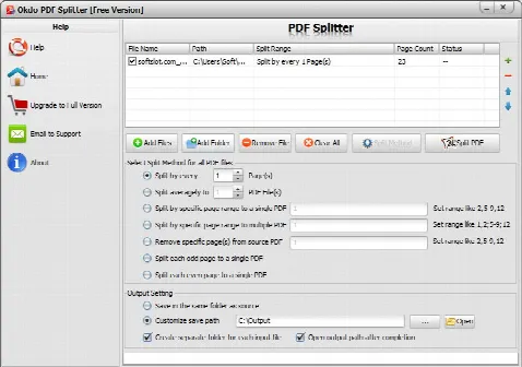 Скриншот №1 к программе Okdo PDF Splitter Free